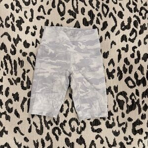 Lululemon Gray Camo High-Waisted Biker Shorts